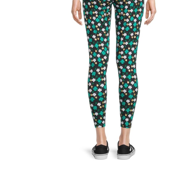 🆕 NoBo No Boundaries St Patrick’s Day “All Over Shamrock” Ankle Leggings - Picture 5 of 7